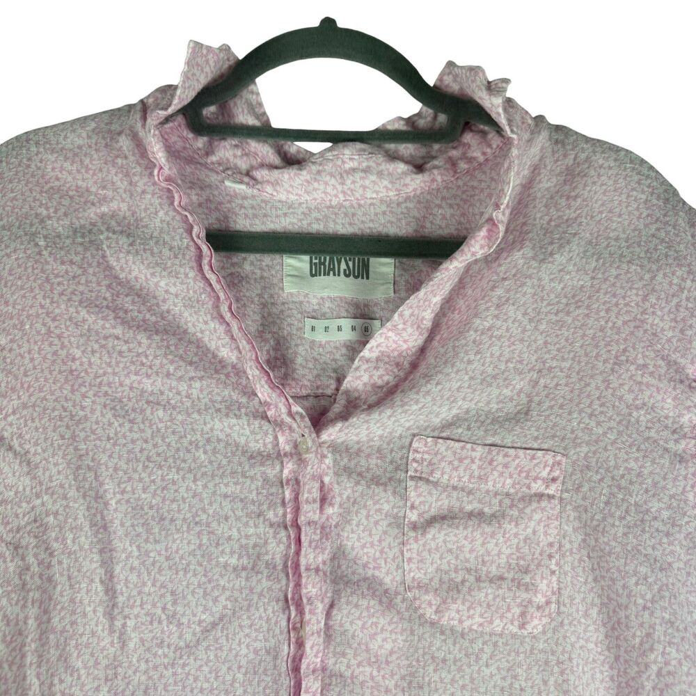 Grayson Shirt Women's 05 Pink Linen Long Sleeve Button Up Pocket Lightweight Top